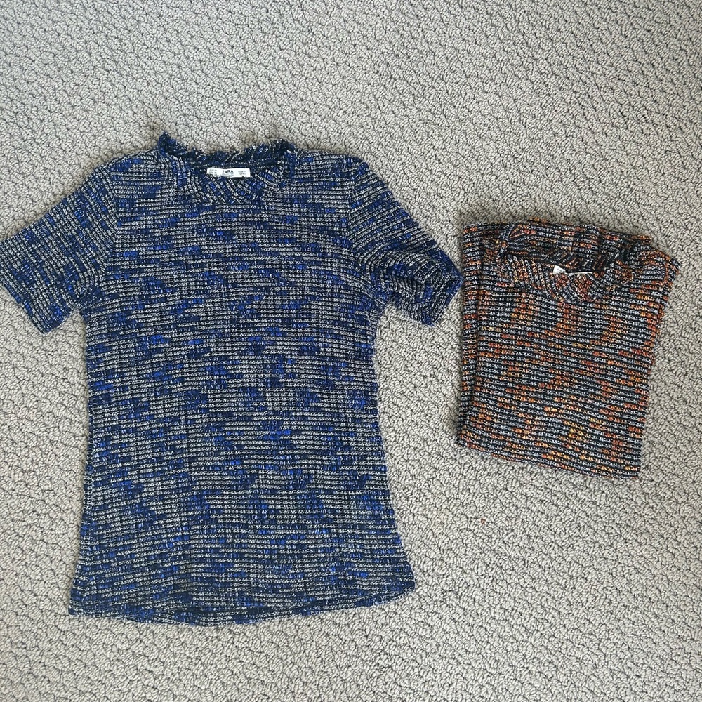 Zara boucle textured knit short sleeve shirts - 2 different colours - Picture 1 of 4